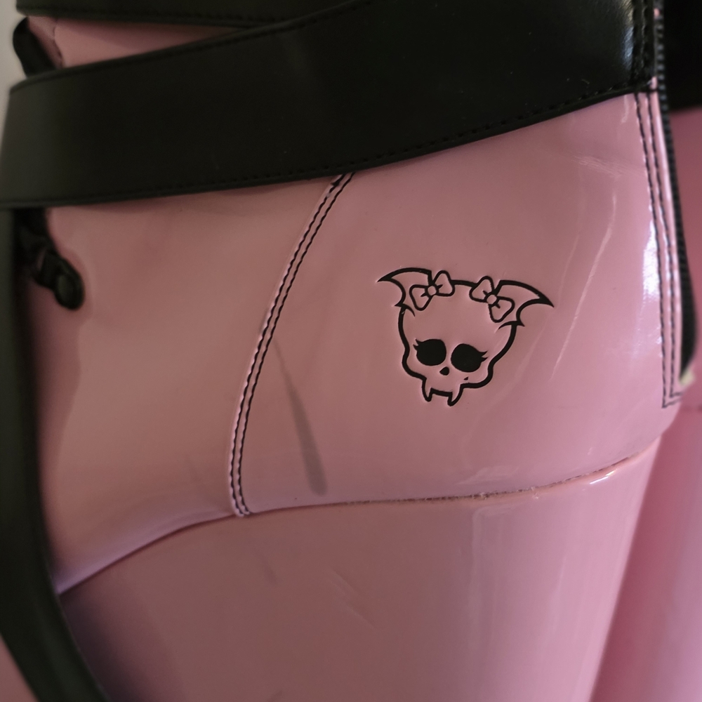 Pink Lace-Up Platform Boots - Picture 3 of 3